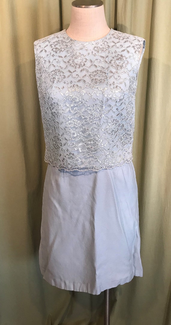 Chic Vintage 1960s Ice Blue Cocktail Skirt Outfit Silver Lace | Etsy