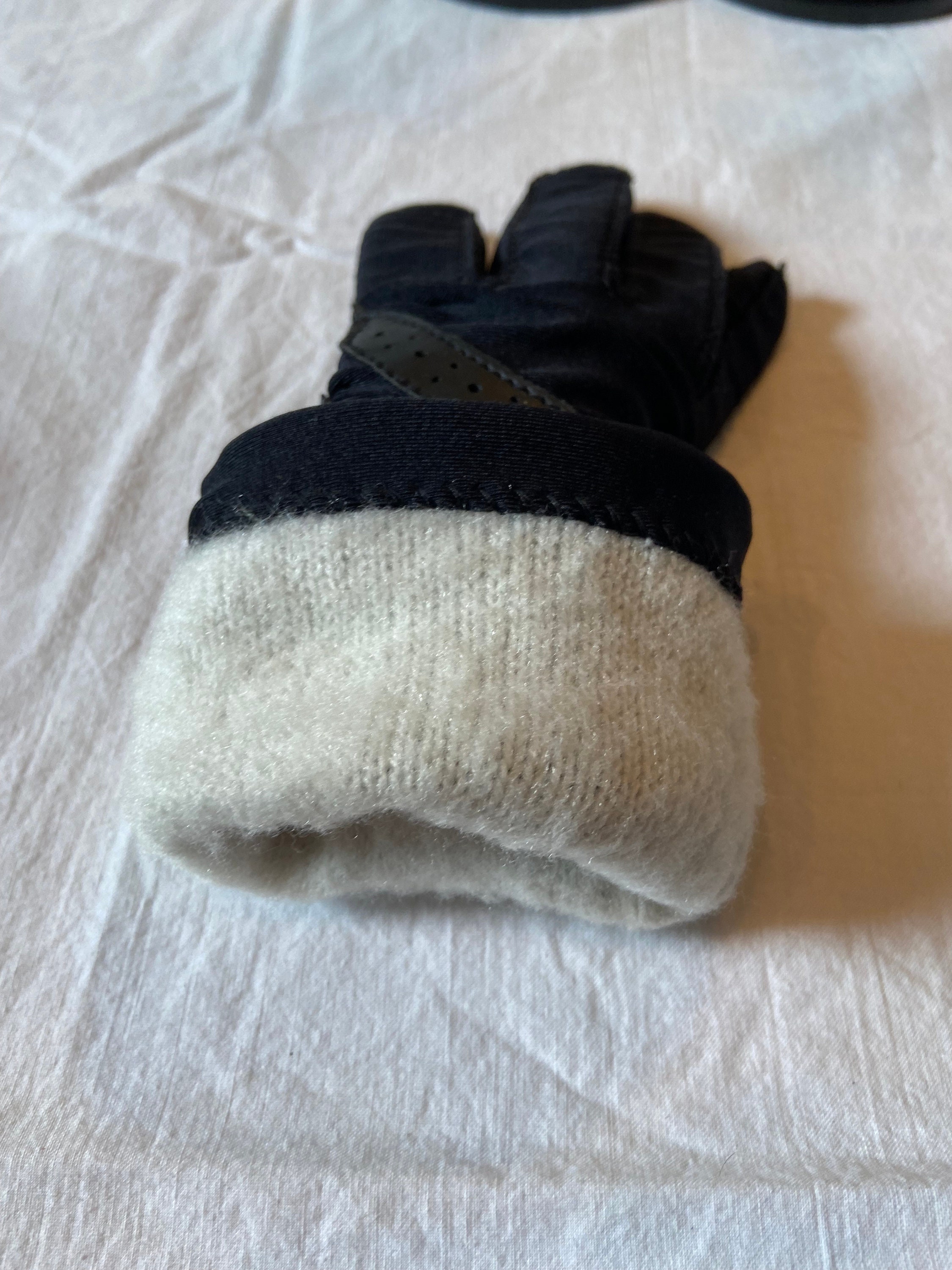 Sweet Original Vintage Lined Black Stretch Nylon Gloves W Faux Leather Trim  & Palms One Size - Etsy