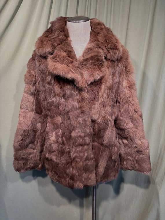 Sweet Original Vintage 80s Brown Rabbit Fur Coat T