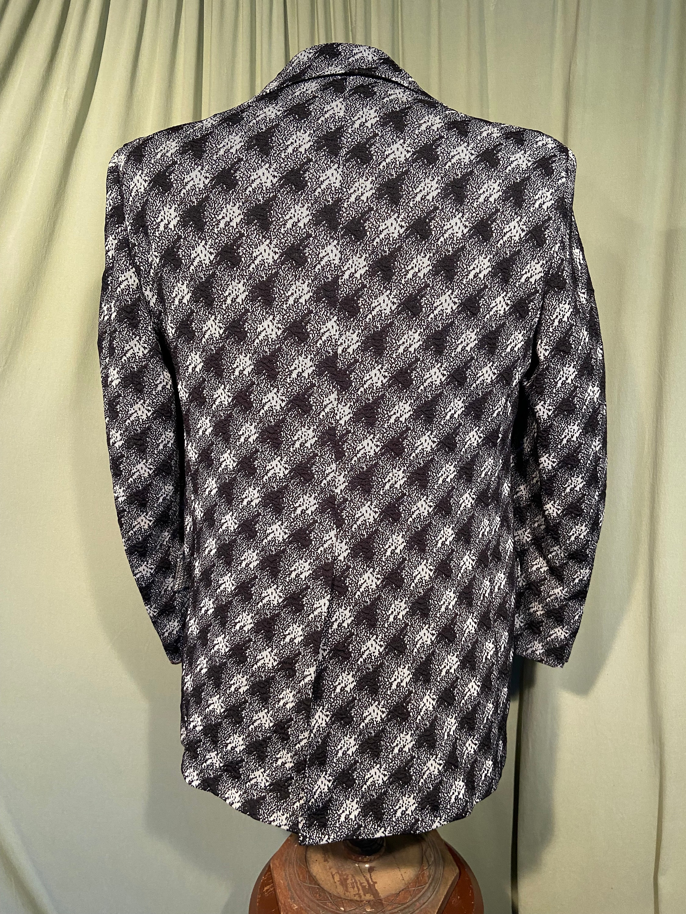 Funky Original Vintage 60s Black & White Polyester Abstract