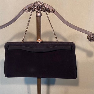 Chic Original Vintage Mid Century Black Fabric Evening Clutch Monedero con asa de cadena opcional
