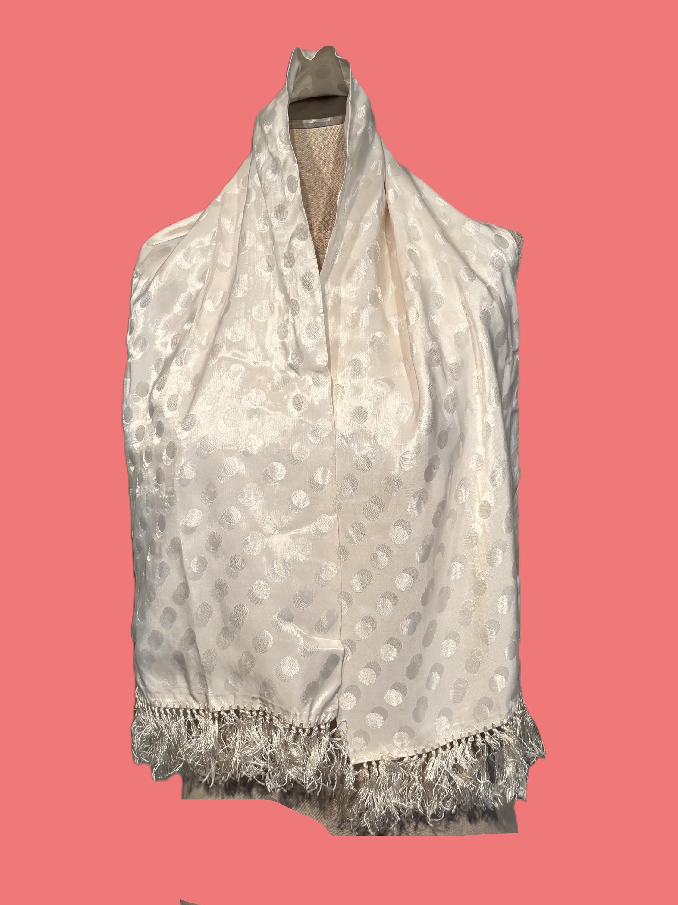 Chic Original Vintage Off-white Rayon Jacquard Dot Pattern Long
