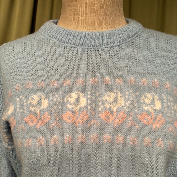 Sweet Original Vintage 80s Jamenits Blue Acrylic Long Sleeve Crew
