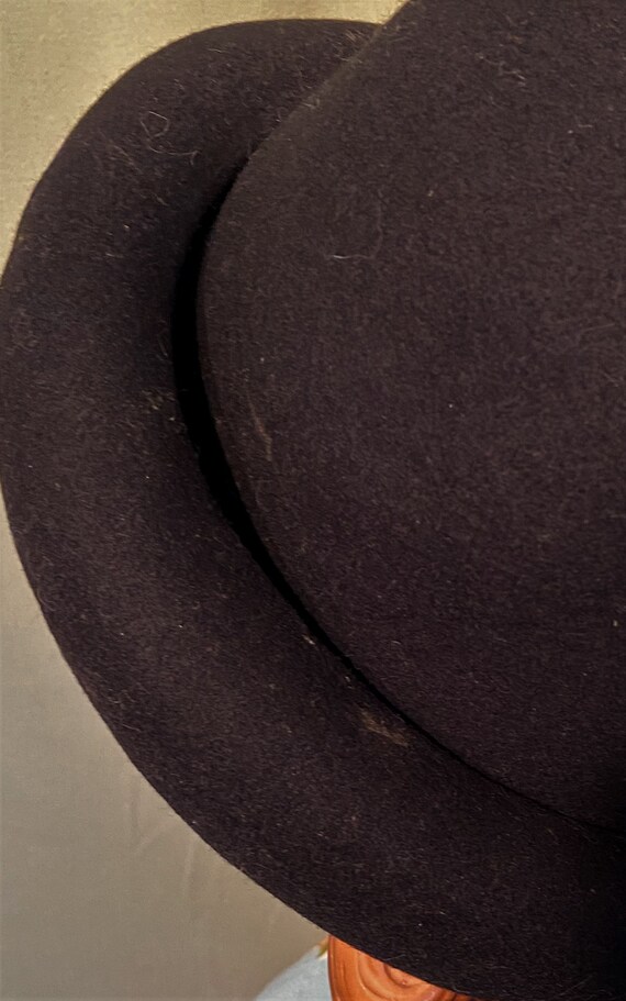 Original Vintage Mid Century Black Felt Bowler De… - image 6