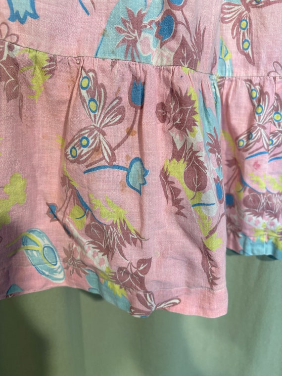 Shabby Original Vintage Mid-Century Pink Floral F… - image 2