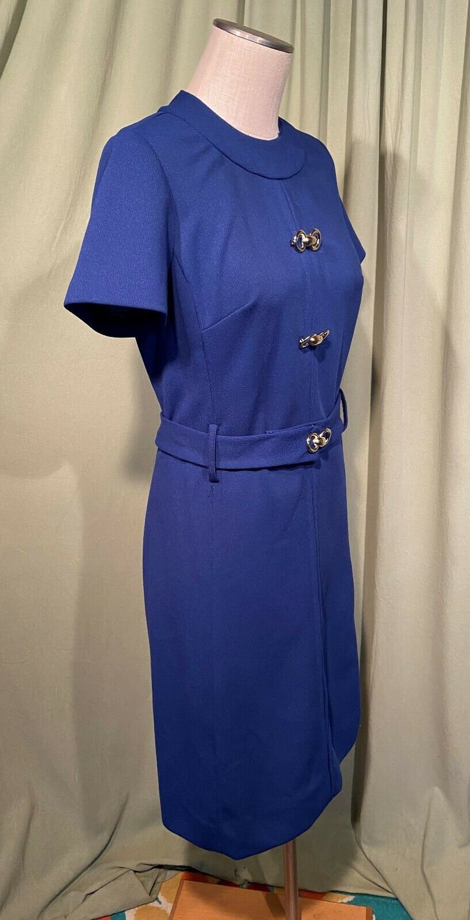 Sweet Original Vintage 70s Gigi Creations Navy Blue Polyester - Etsy