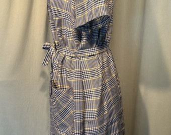 Cute Original Vintage Mid Century Yellow & Black Plaid