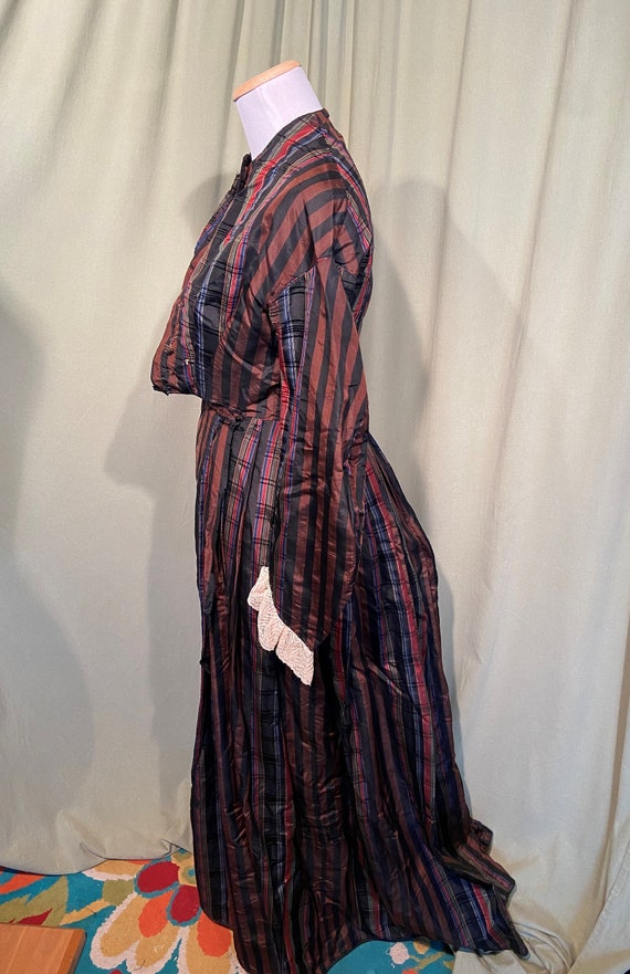 Original Antique Circa 1880s Striped & Plaid Silk 