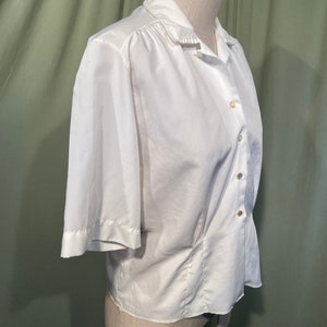 Sweet Vintage Mid Century White Rayon Blend Short Sleeve Blouse W ...