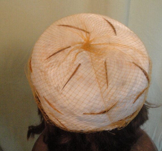 Chic Original Vintage Mid Century Cream & Brown F… - image 4