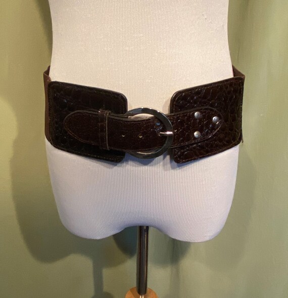 Original Vintage Deadstock 80s Brown Faux Leather & Elastic  display picture 1