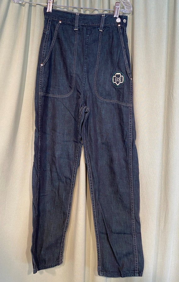 Cute Vintage 40s 50s Girl's Green Denim Jeans w Gi