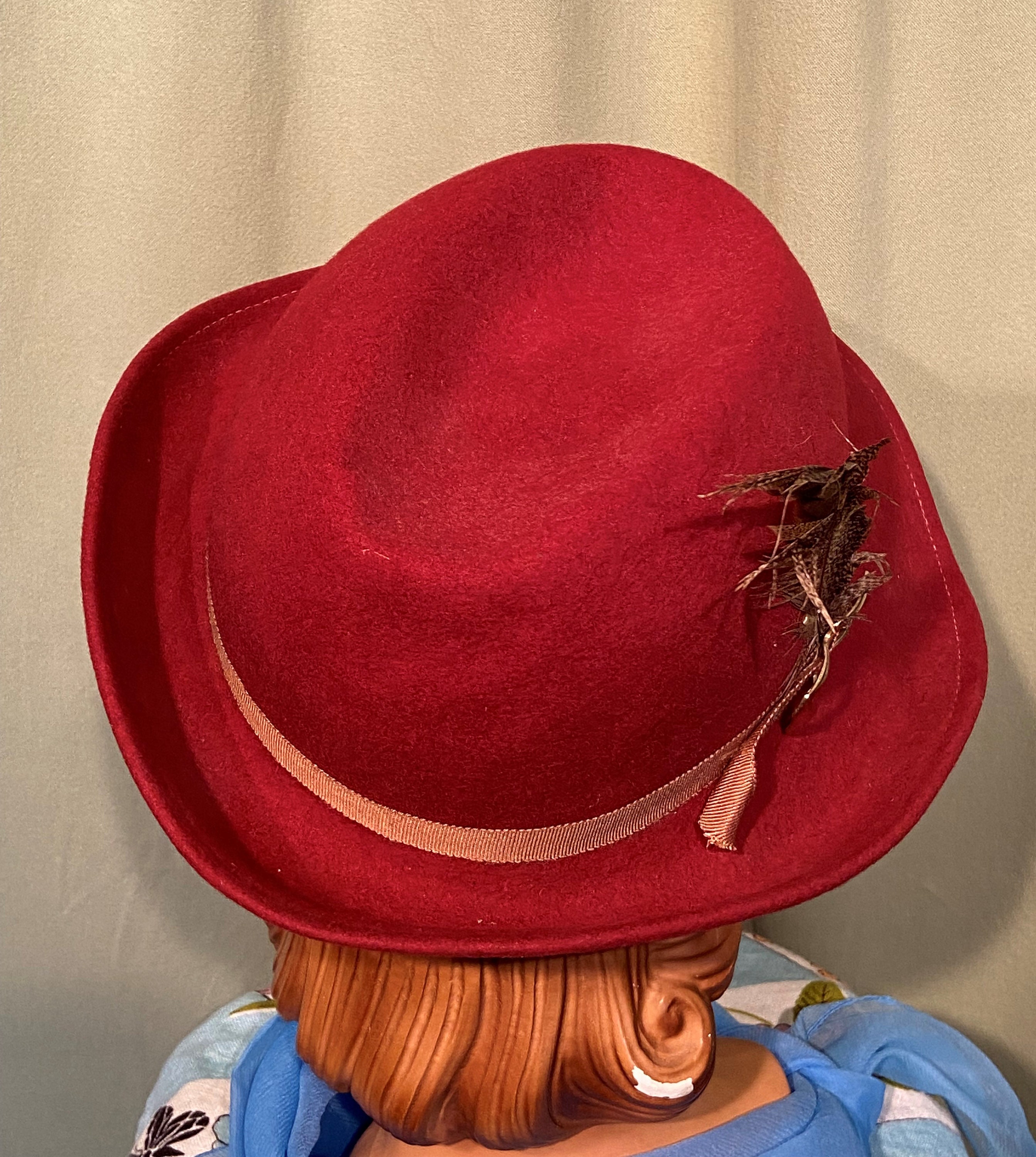 Chic Original Vintage 70s 80s Bollman Hat Co Brick Red Wool  display picture 1