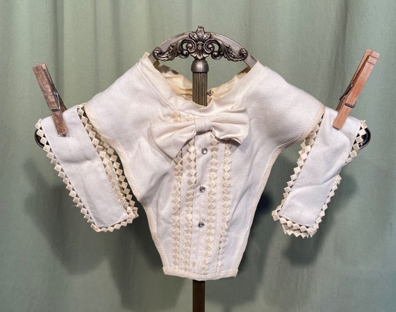 Charming Original Vintage Beige Linen Dickie Collar Gem