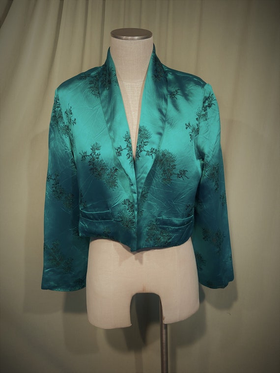 Cool Original Vintage 80s Emerald Green & Black Fl