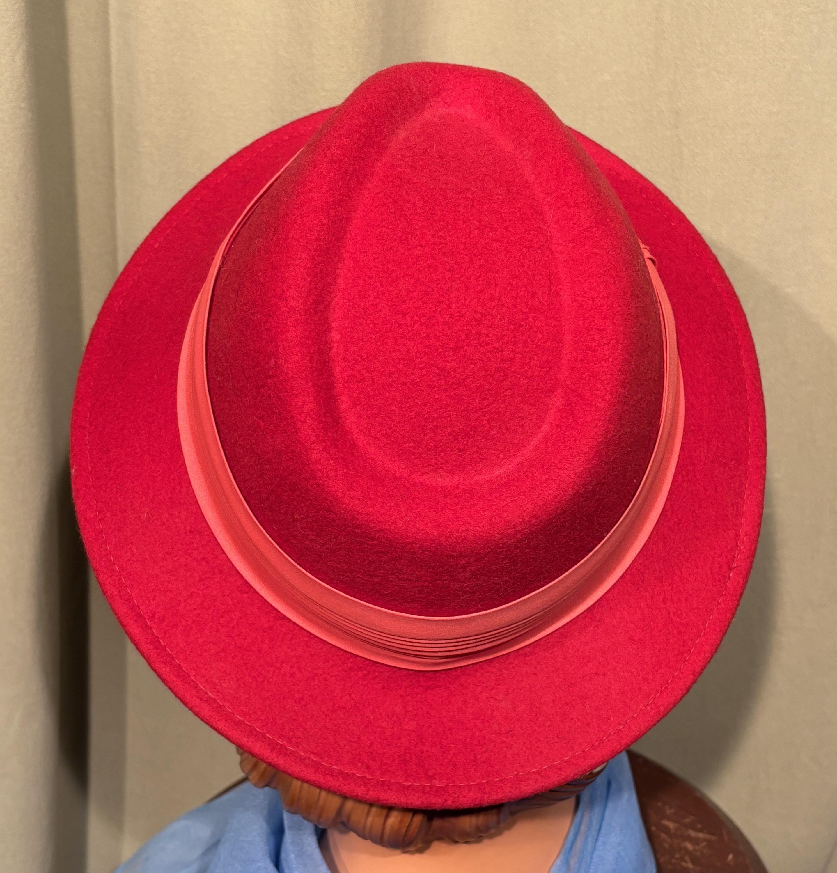 Bollman Hat Company Boogie 1970s Style Fedora Hat‎ Large Red Leopard Feather NWT CHA CHA main image 4