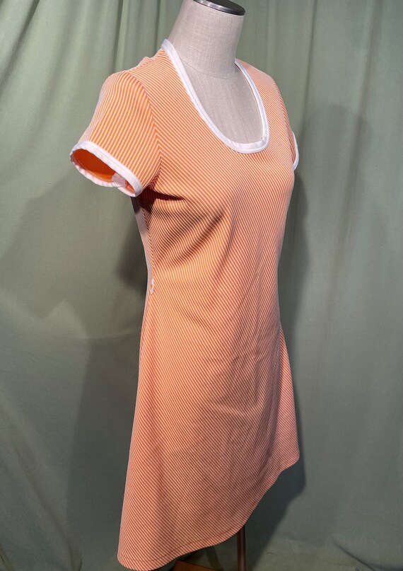 Sweet Original Vintage 70s Orange & White Diagona… - image 5