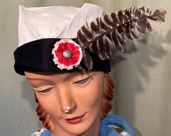 Nice Original Vintage Mid Century Hat Fraternal Order?  Uniform? Nurse? Size 7-3/8