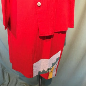 Funky Original Vintage 80s Nancy Bolen City Girl 3 Pc Red Embellished Crinkle Skirt Suit Size M Bust 42 image 3