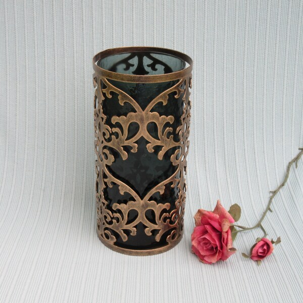 Elegant Bronze Pillar Candle Holder Etsy