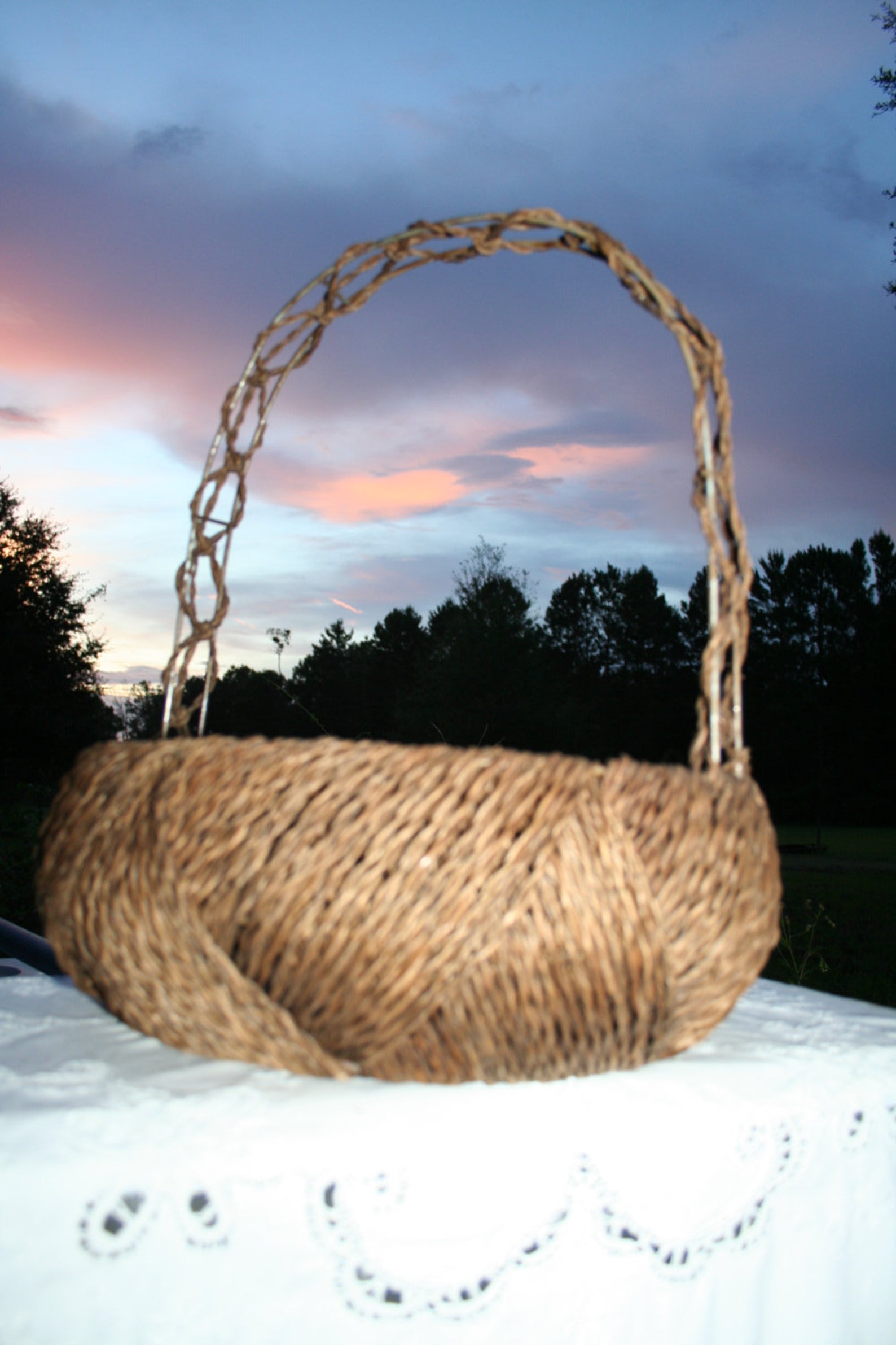 Antique Vintage Wicker Woven Twine Rope Metal Wood Etsy