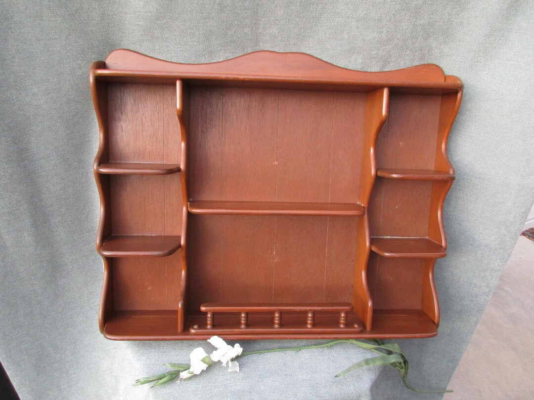 Wood Shelf Shadow Box 31x24 Curio Wall Hanging Vintage Home Decor ...