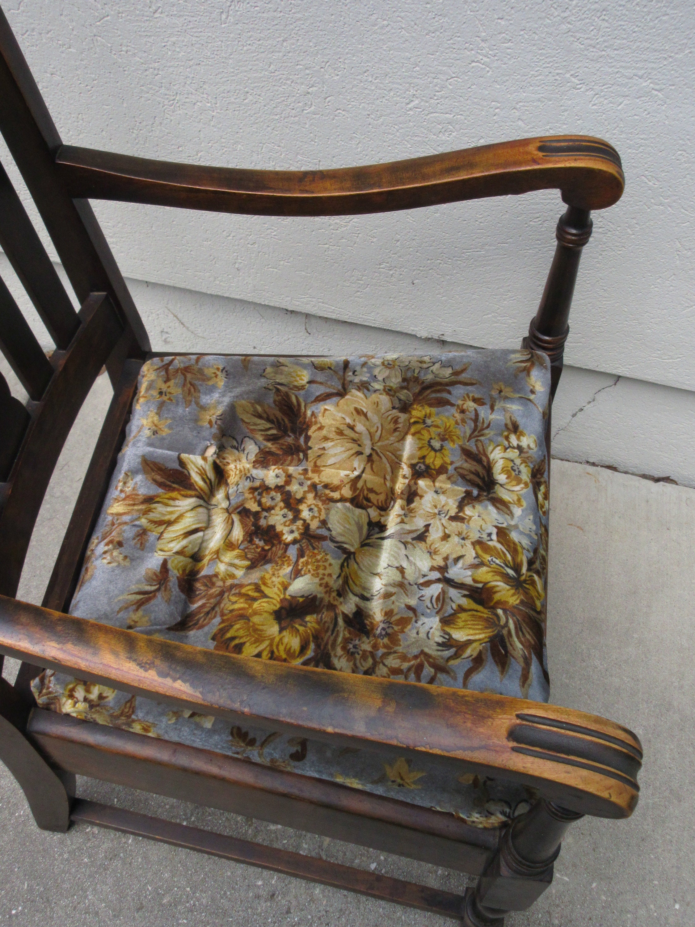Antique Arm Chair Solid Heavy Wood Style Vintage Spindled