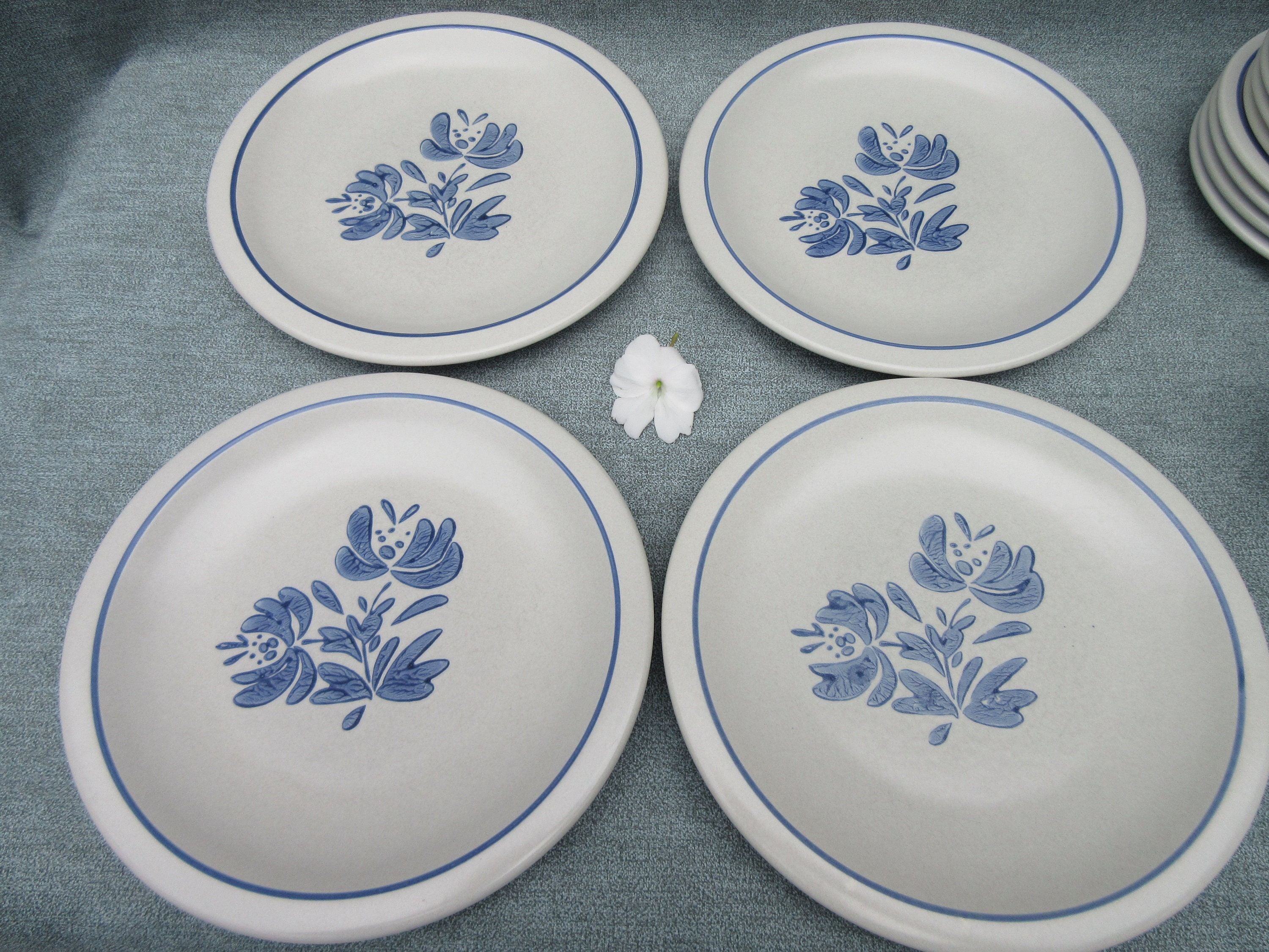 Service of 4 Pfaltzgraff Yorktown stoneware blue pattern place Etsy