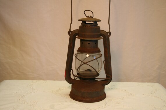 Vintage replacement red glass globe for Feuerhand No.275 hurricane lamp