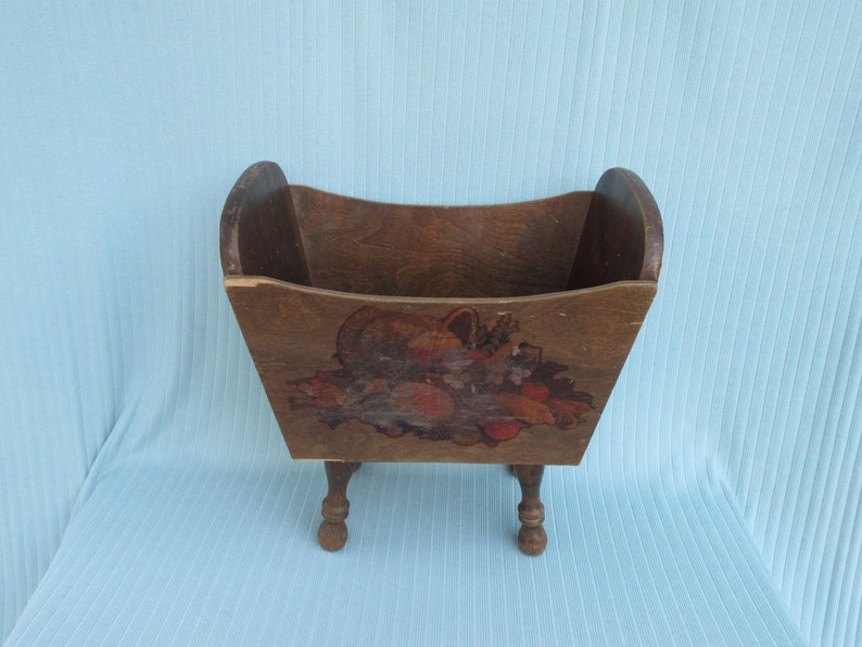 Potato Bin Bucket Magazine Rack Holder Stand Wood Vintage | Etsy