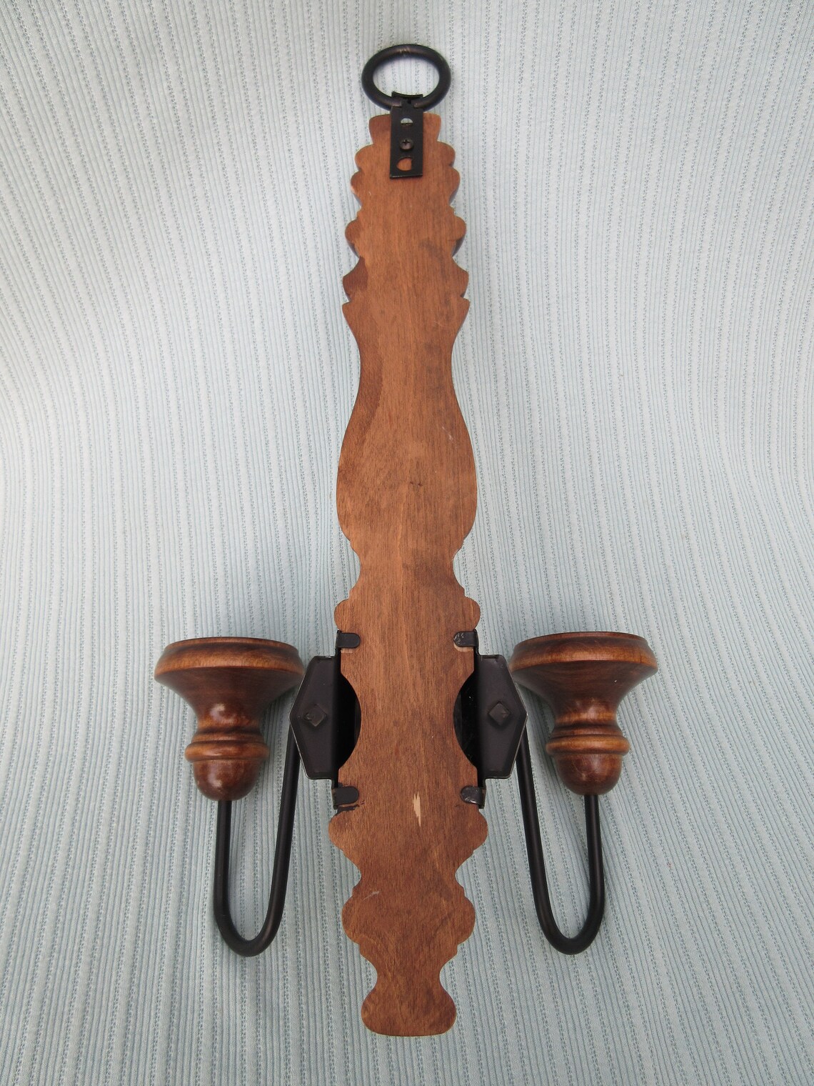 Wood Metal Wall Sconce Vintage Swirled Candle Holders Hanging Etsy