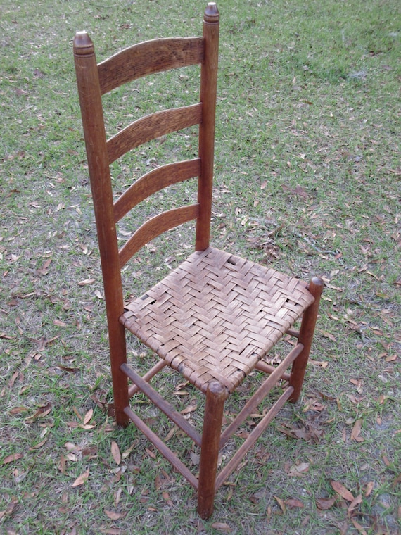 Chair Vintage Ladder Back Very Old Good Vintage Condition Wood With Woven  Seat Spare Dining Desk Kitchen Narrow Straight Medium Dark Brown -   Norway