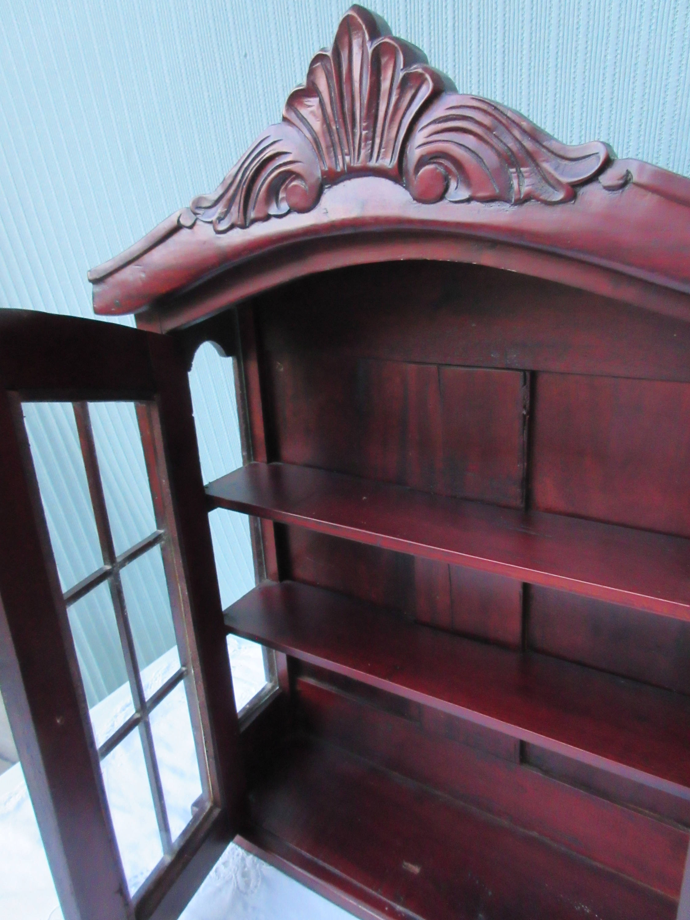 Gabinete de exhibición curio Vintage madera y vidrio con | Etsy