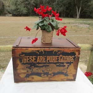 Antique Original Trenton Cracker Company Crate Advertising wood box lid late 1800&#39;s to early 1900&#39;s vintage rustic naturally aged New Jersey