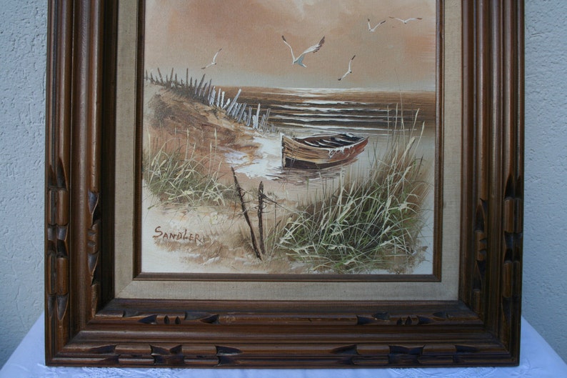 Vintage Sandler Original signed oil on canvas paintingSea | Etsy