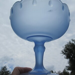 Blue Glass Dish Compote Bowl Vintage 8