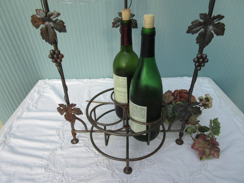 Wine rack Vintage metal Grape Leaf Design liquor Bottle Etsy