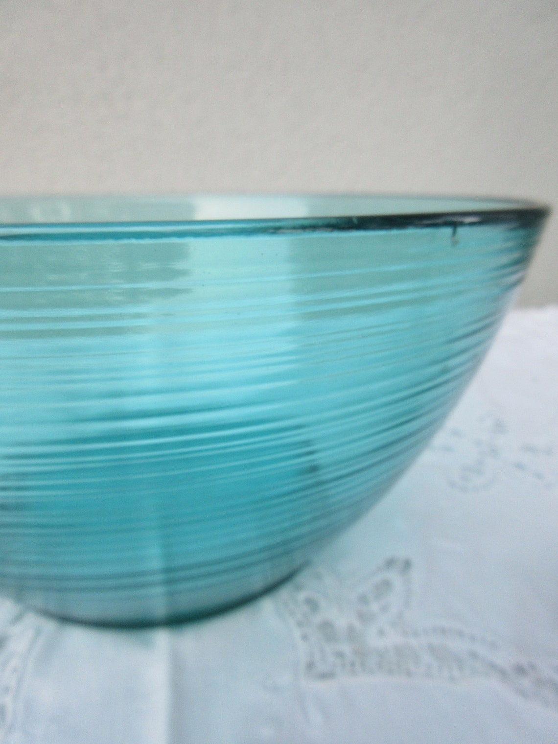 Bowl glass Arcoroc France Teal Aqua Jardiniere 9 serving Etsy
