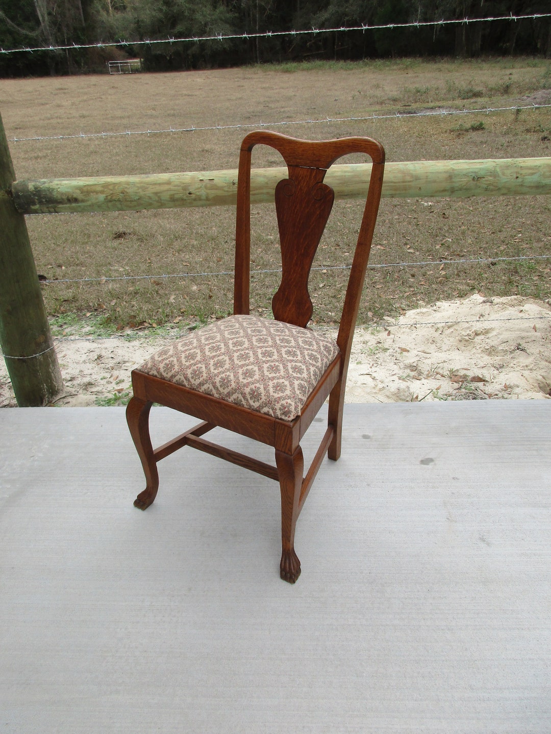 Vintage Wood Chair Claw Foot Accent Desk Kitchen Dresser Etsy
