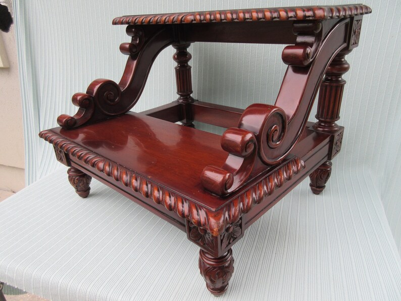 Antique bed step bedside steps stool Mahogany wood carved Etsy