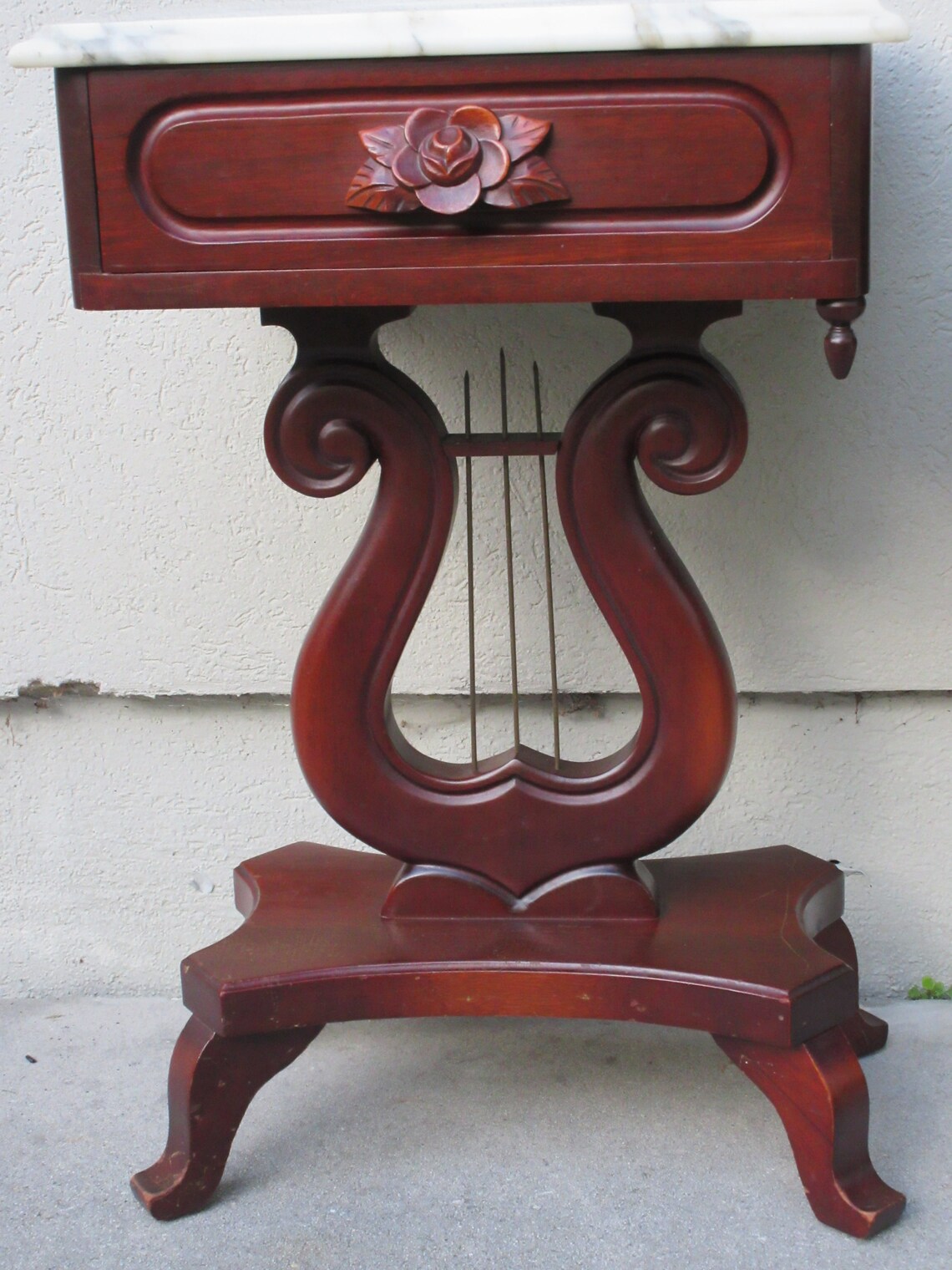 Set of three Harp Side tables Vintage Antique carved small Etsy