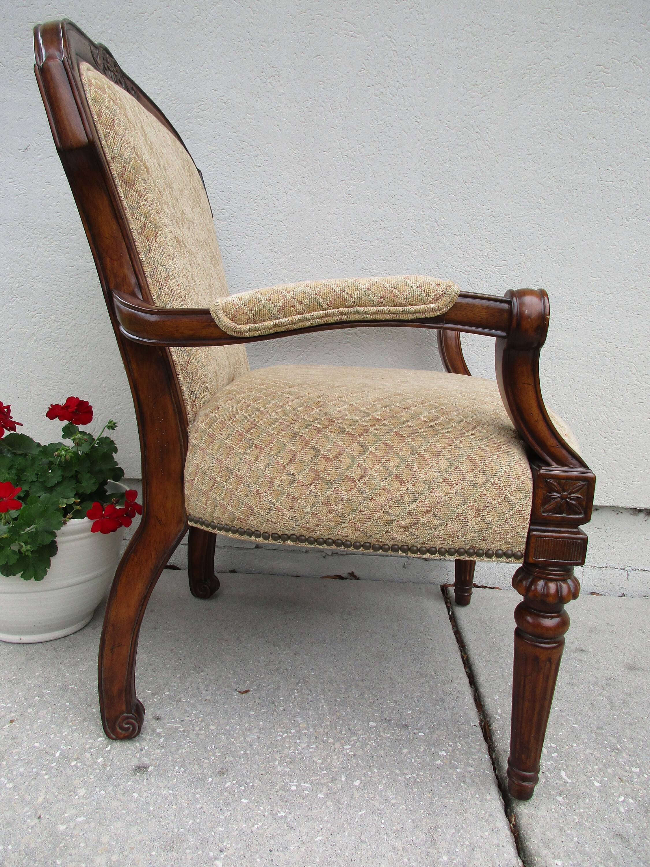Victorian Arm Chair Armchair Large Wood & Upholstery Style