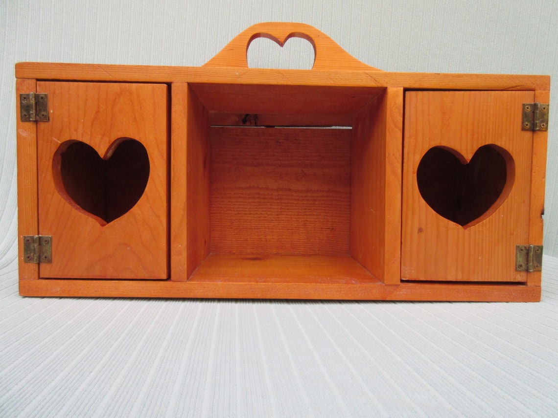 Shelf Shadow Box Wall Hanging Vintage Wood 20 X 13 Heart Etsy