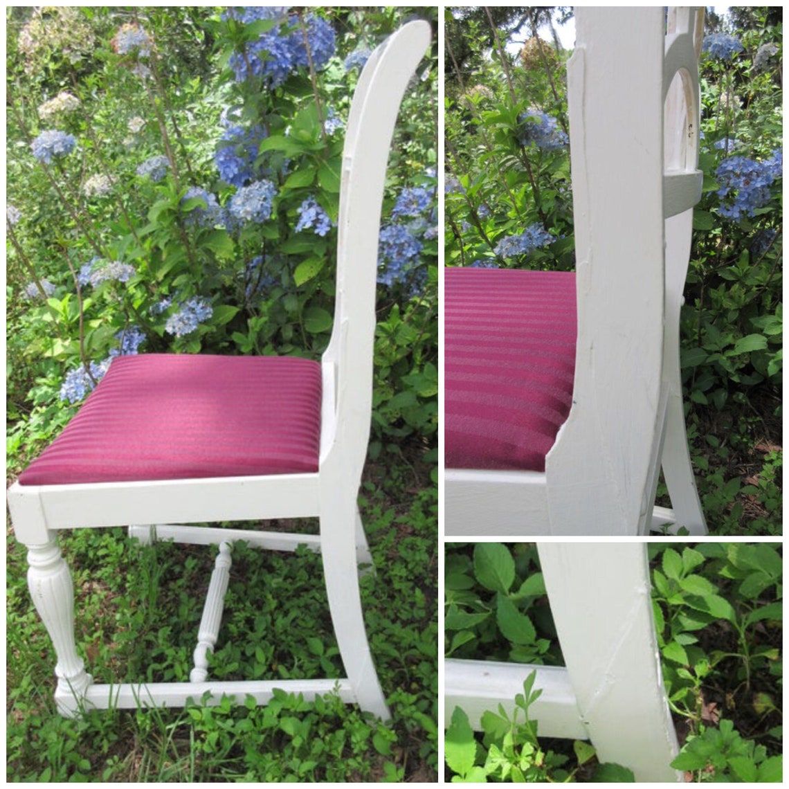 Wood chair Beautiful vintage antique white shabby cottage chic Etsy