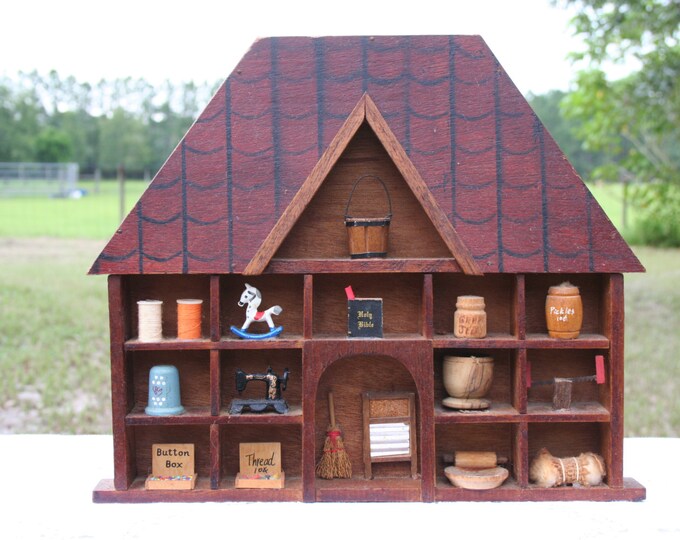 Vintage Wood House Shelf Shadow Box Curio Wall Hanging Etsy