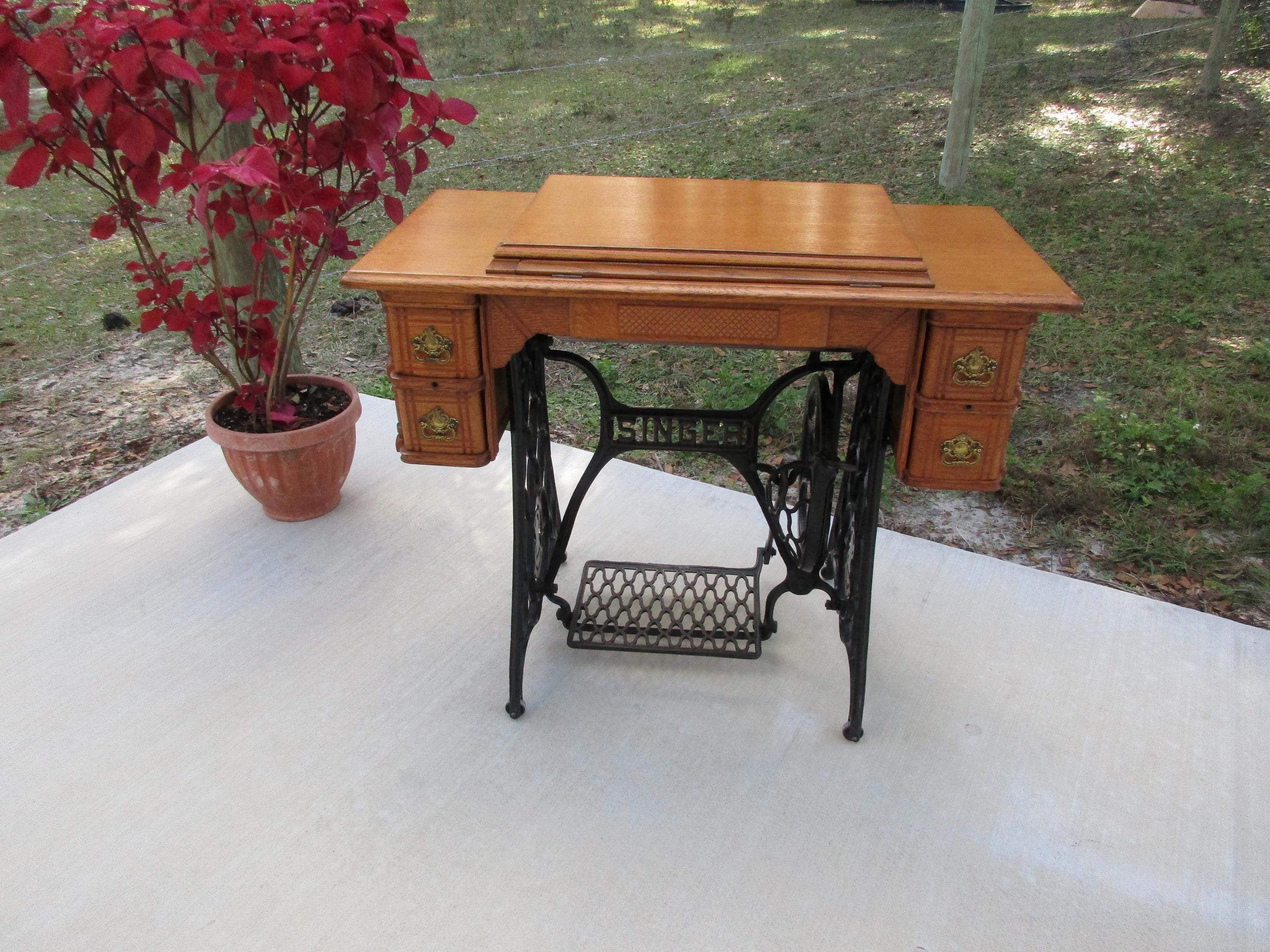 【sun flower】SINGER ビンテージ木製テーブル Old Singer Sewing Machine Table - Etsy