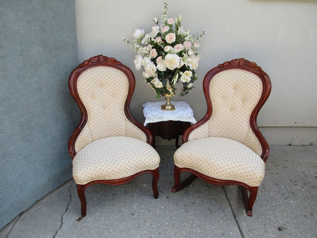 Victorian Parlor Chairs Lady and Gentleman His and Hers Chair Set