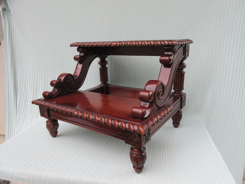 Antique bed step bedside steps stool Mahogany wood carved Etsy