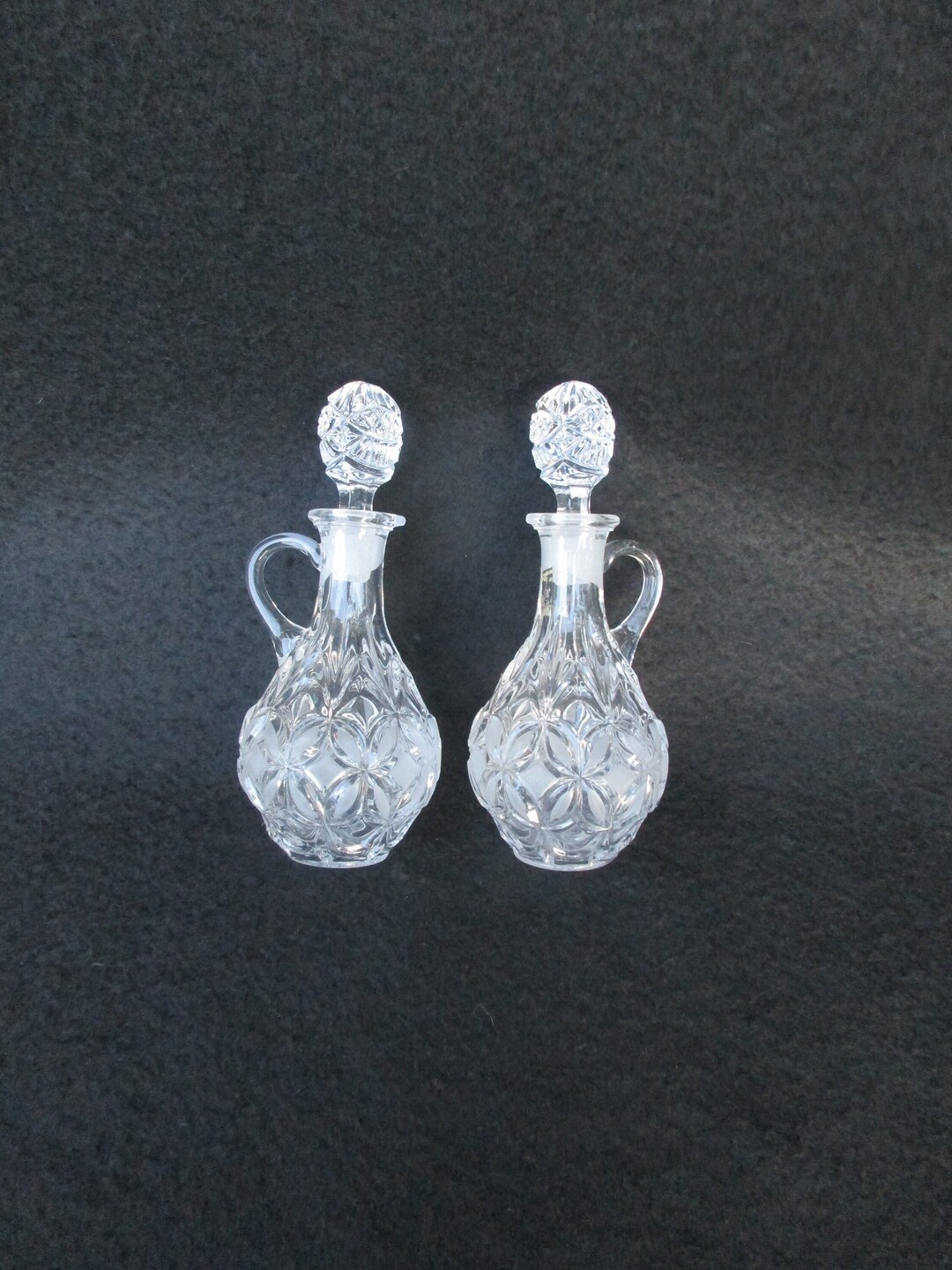 Vintage Oil & Vinegar Cruet Set Highly Polished Hand Cut Cruets Echt