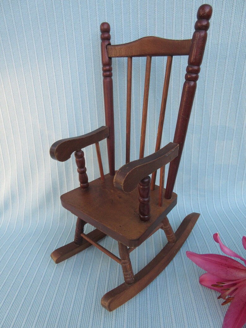 Doll rocking chair rocker Vintage 15.5 tall wood | Etsy